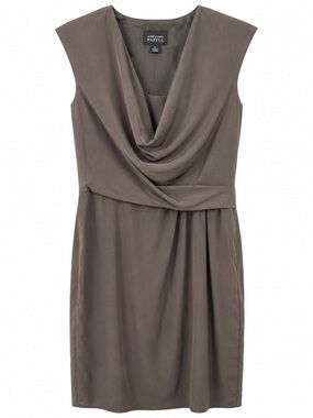 Adrianna Papell Brown Draped Sheath Dress Women’s Size 8 Elegant Cocktail Midi